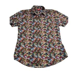 Guess Men's Floral All Over Print Button Up short sleeve shirt Size Small‎